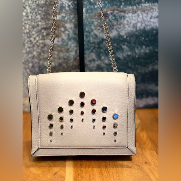 Luana Handbags - Luana Italy Embellished Crossbody Bag in Chalk Color